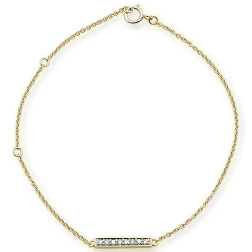 .09ct 14kt yellow gold diamond trendy bar bracelet
